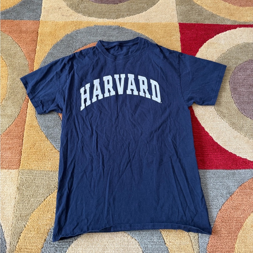 Harvard University Short Sleeve Tee Shirt Navy Blue Unisex Adult Size Small